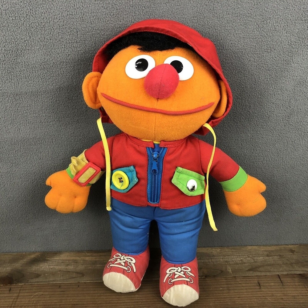 Playskool Vintage 90s Sesame Street Dress‎ Me Up Hoodie 13" Plush Stuffed Doll
